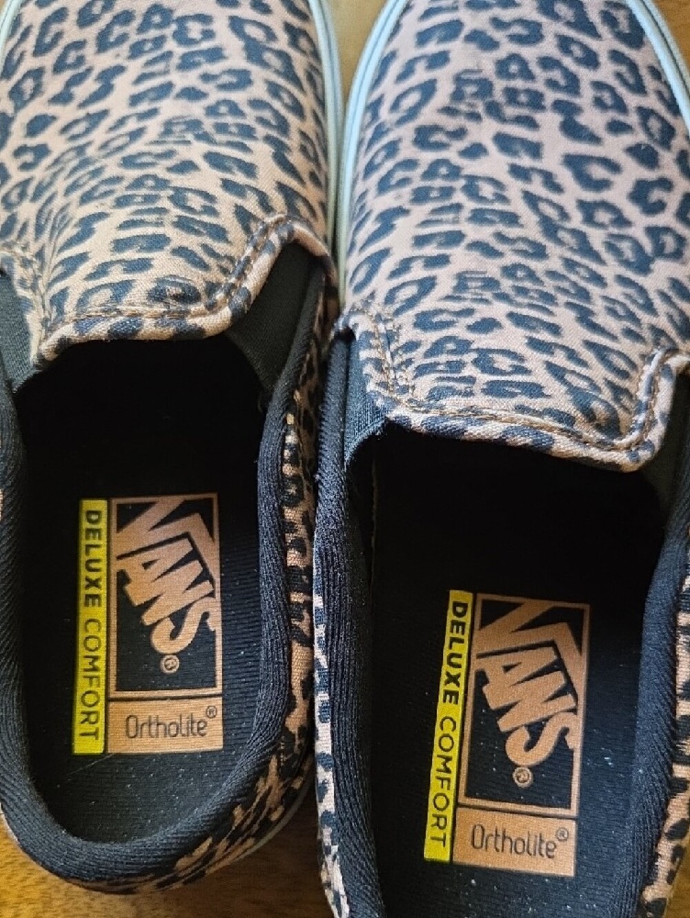 Vans Women's Slip-On Leopard Print Canvas Sneakers - Tan/Black - Picture 2 of 4